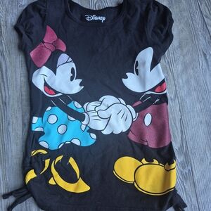 Disney Black Tee with Mickey & Minnie Colorful Graphic